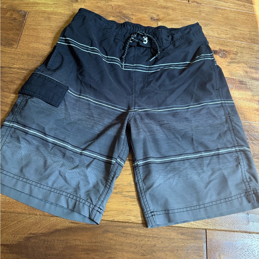 George Men's Black and Gray Swim Trunks 8 inch inseam